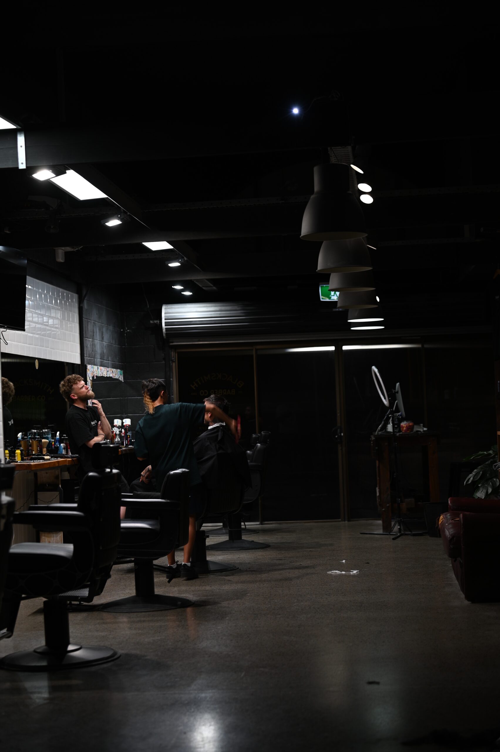 Barbers working the floor