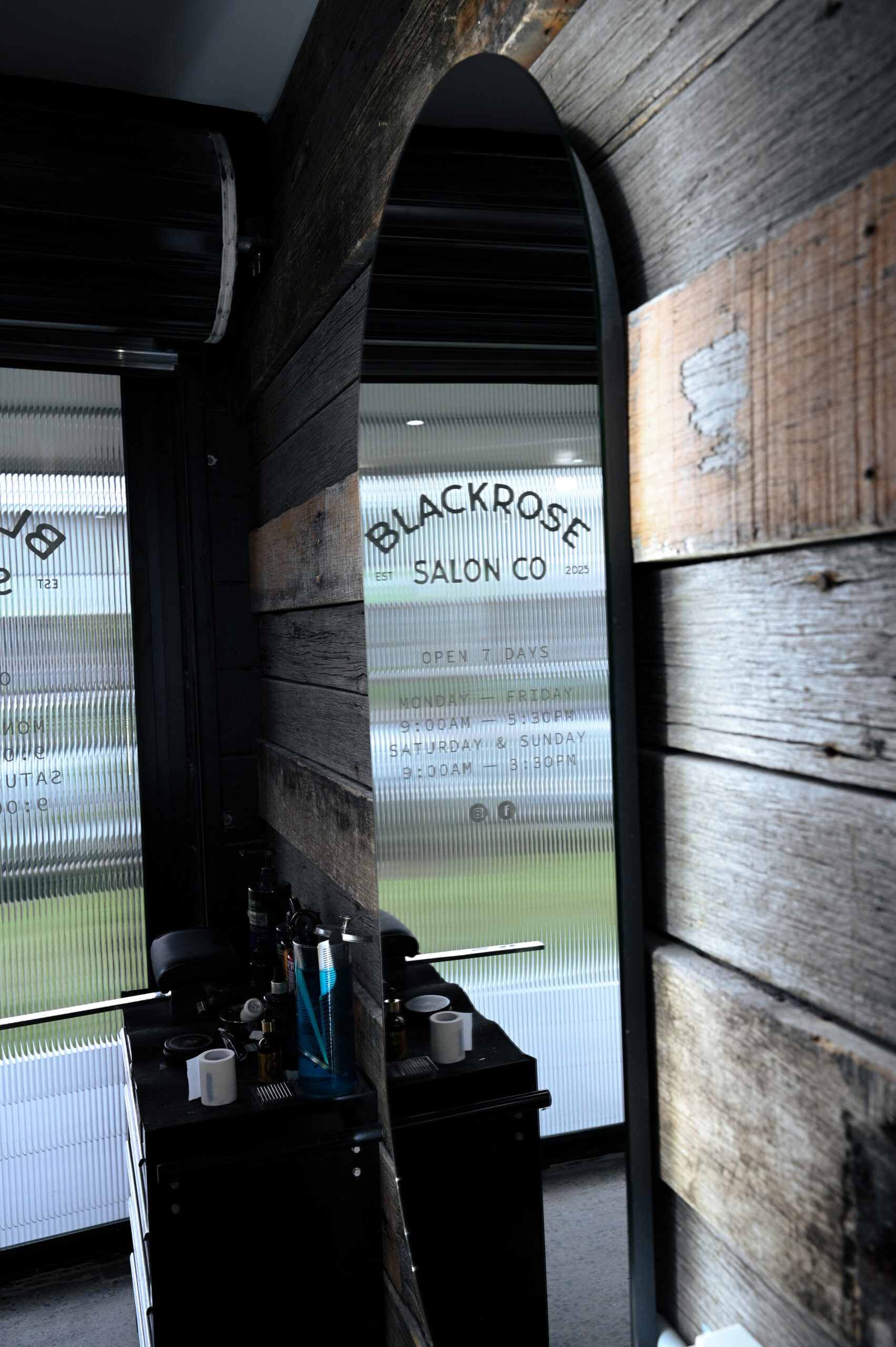 Arched doorway through to the Blackrose salon